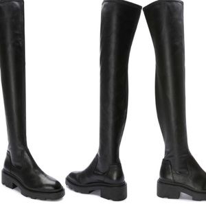Ash Over-the-Knee Manny Black Leather Combat & Moto Boots